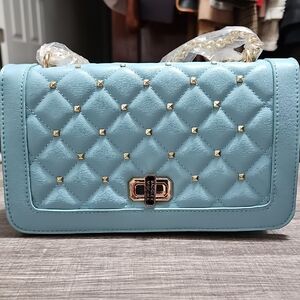 NWT - BADGLEY MISCHKA Elegant Blue Quilted Handbag
